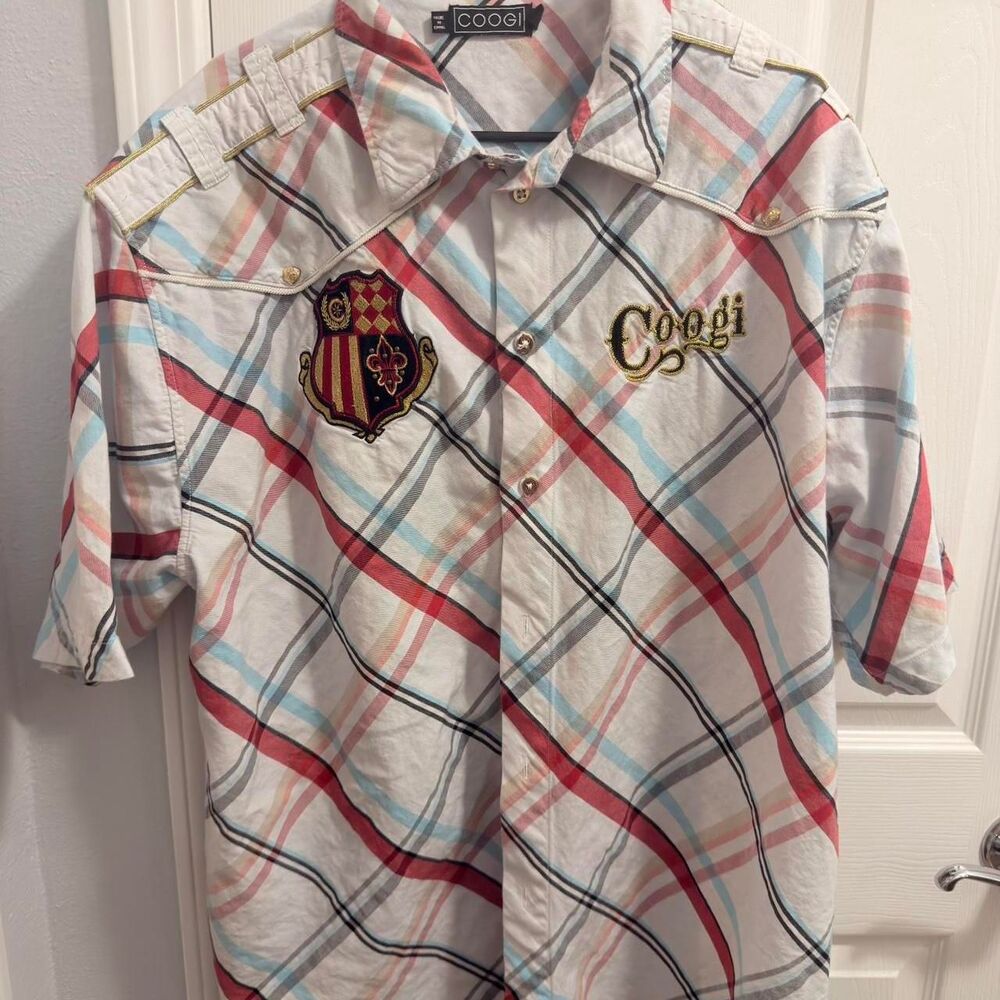 COOGI Embroidered Plaid Western Shirt - Multi - 3XL (2006-2009)